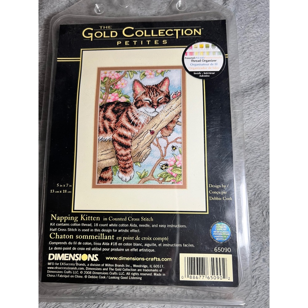 Dimensions Gold Collection Napping Kitten Counted Cross Stitch Kit 65090 Sealed